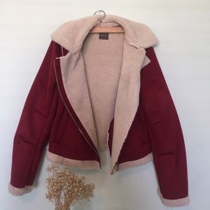 Burgundy Suede Moto Jacket